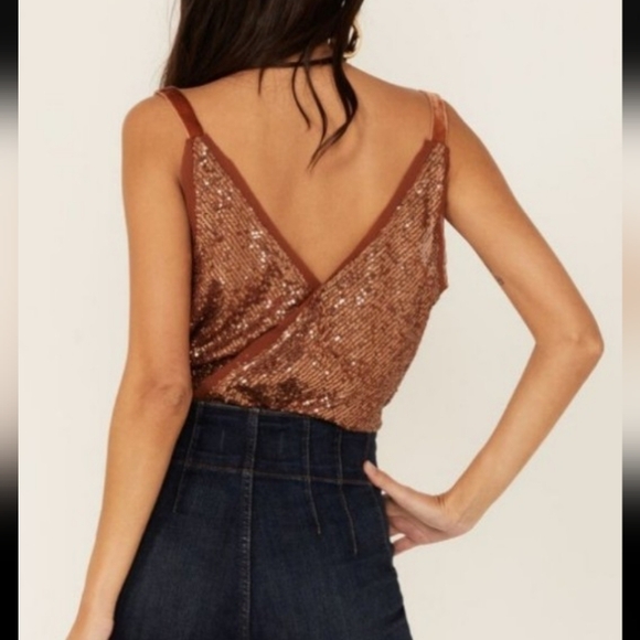 Free People Sunset Rose Bodysuit NWT Strappy Shimmer & Shine Women's Sz XS - Picture 3 of 16